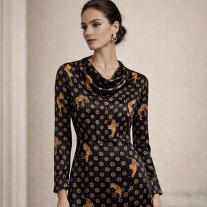 Zara Black and Gold Tiger Patterned dress